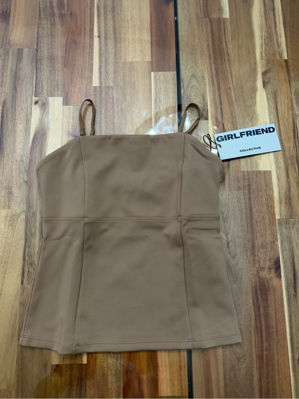NWT Girlfriend Collective Sz M Luxe Cami Tank Top Warm Sand Tan Brown